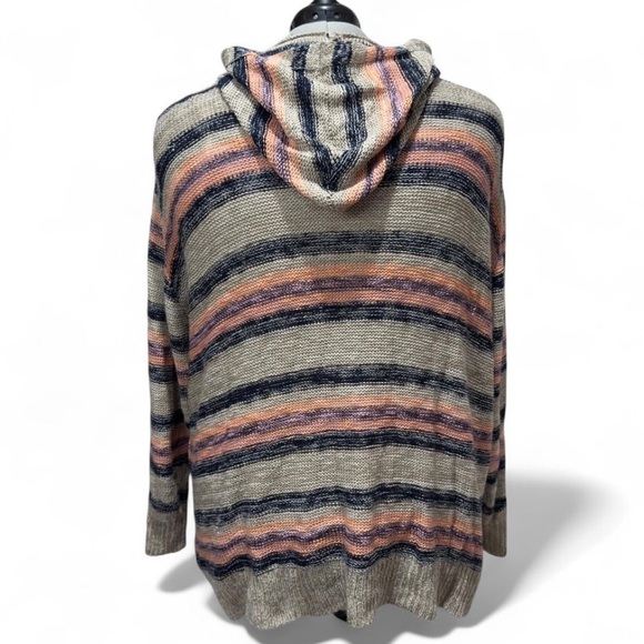 Lane Bryant Knit Striped Sweater Summer Coastal Hoodie Tan, Plus Size 26W/28W/4X - Picture 5 of 10